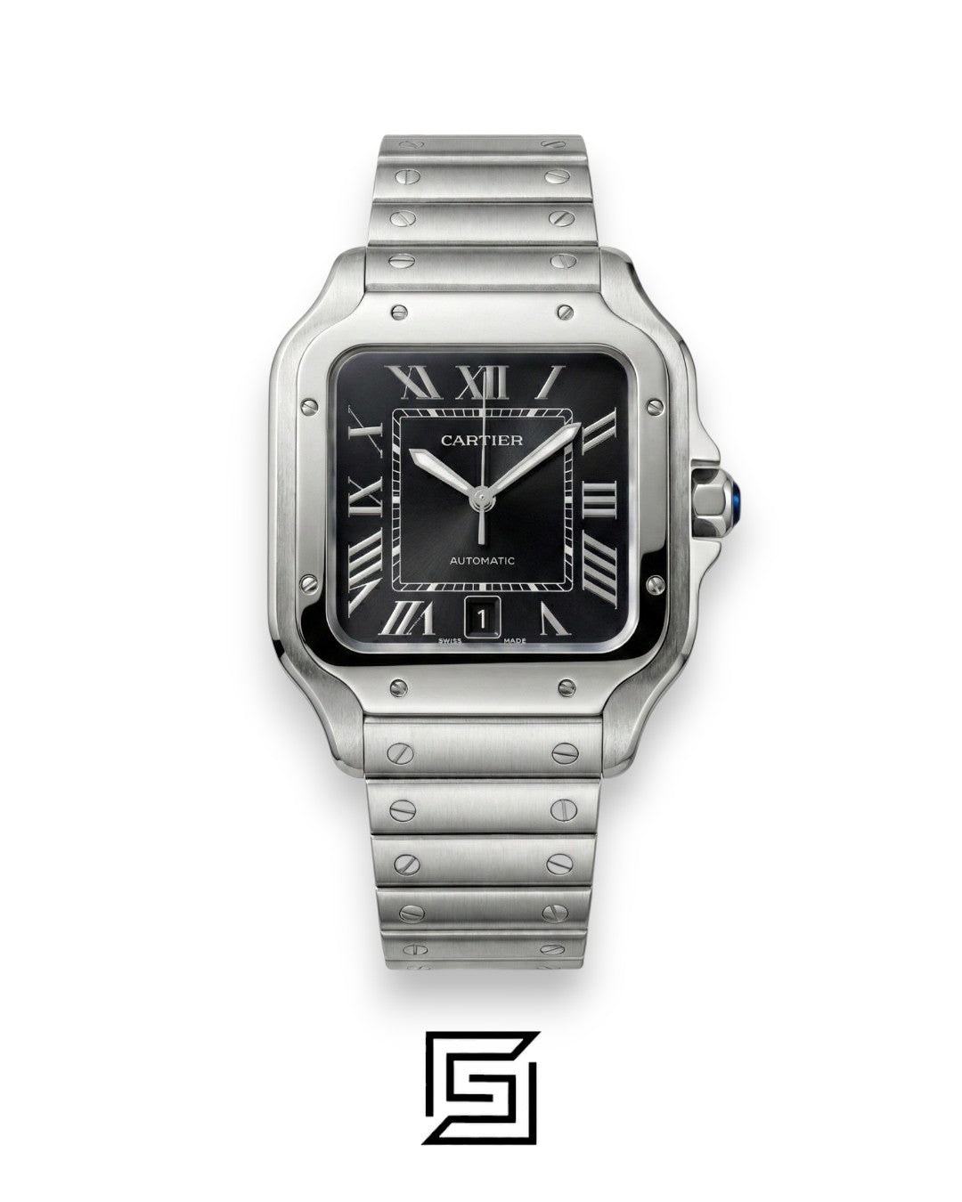 Cartier Santos 3241983 Automatic Black Roman Dial Stainless Steel - 47mm