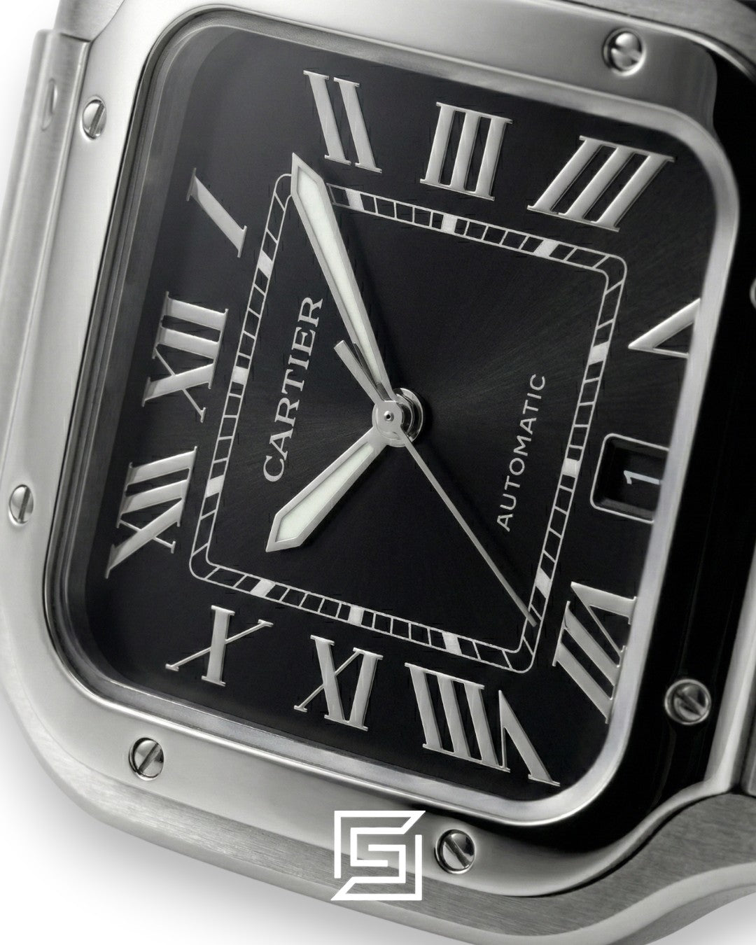 Cartier Santos 3241983 Automatic Black Roman Dial Stainless Steel - 47mm