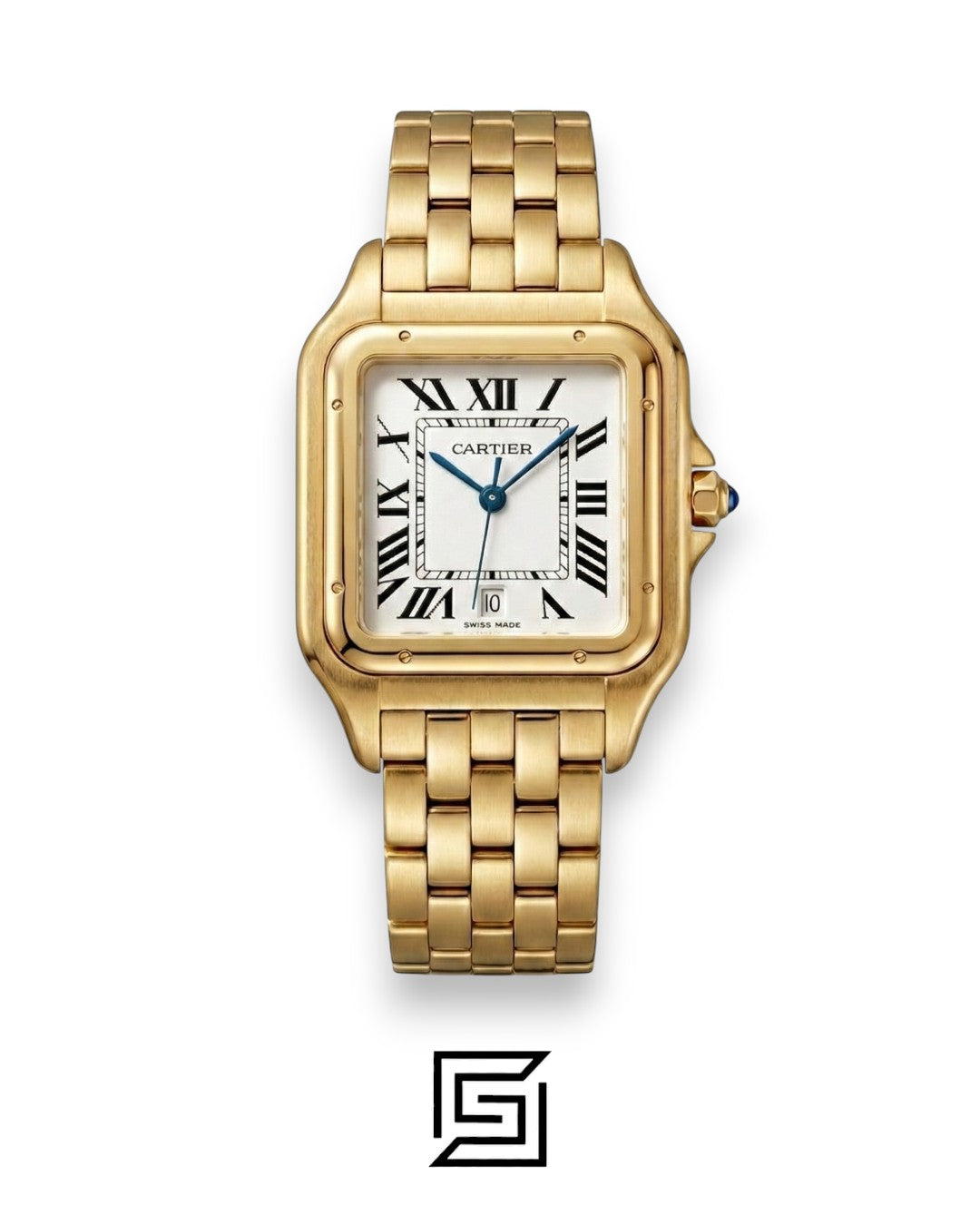 Cartier Santos 644329 Quartz White Roman Dial Full Gold - 42mm