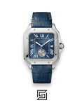 Cartier Santos 3241983 Automatic Dual Time Black Roman Dial Black Leather - 47mm