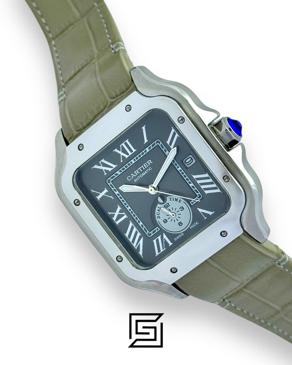 Cartier Santos 3241983 Automatic Grey Roman Dial – Grey Leather Strap