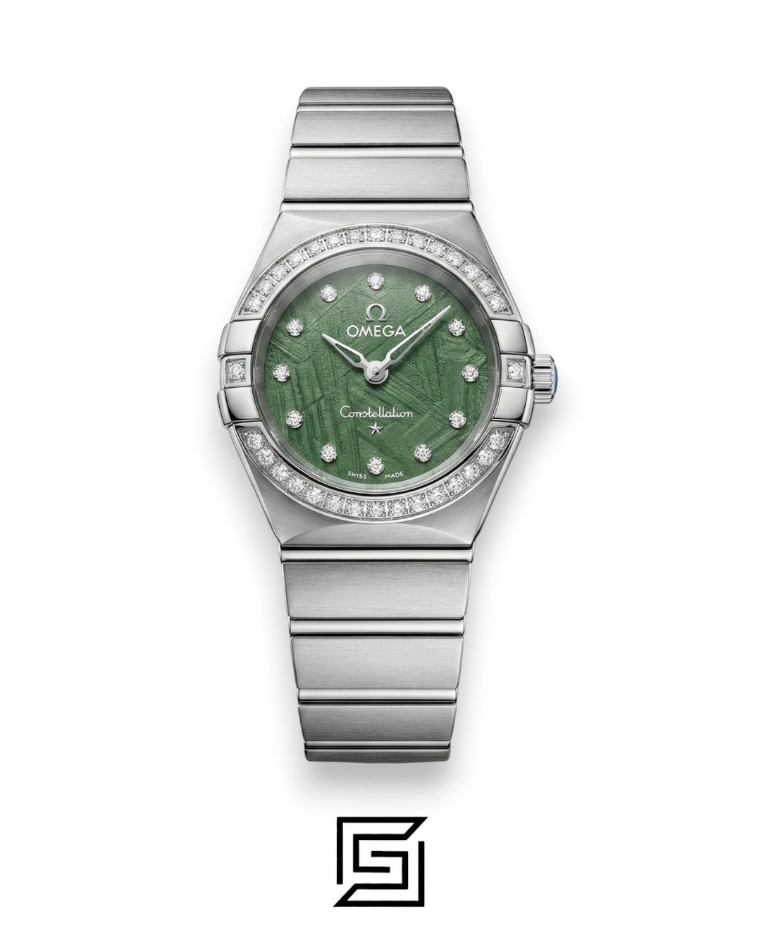 Omega Constellation Ladies 27mm – Green Dial, Diamond Bezel & Stainless Steel