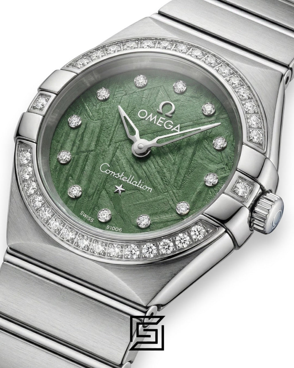 Omega Constellation Ladies 27mm – Green Dial, Diamond Bezel & Stainless Steel