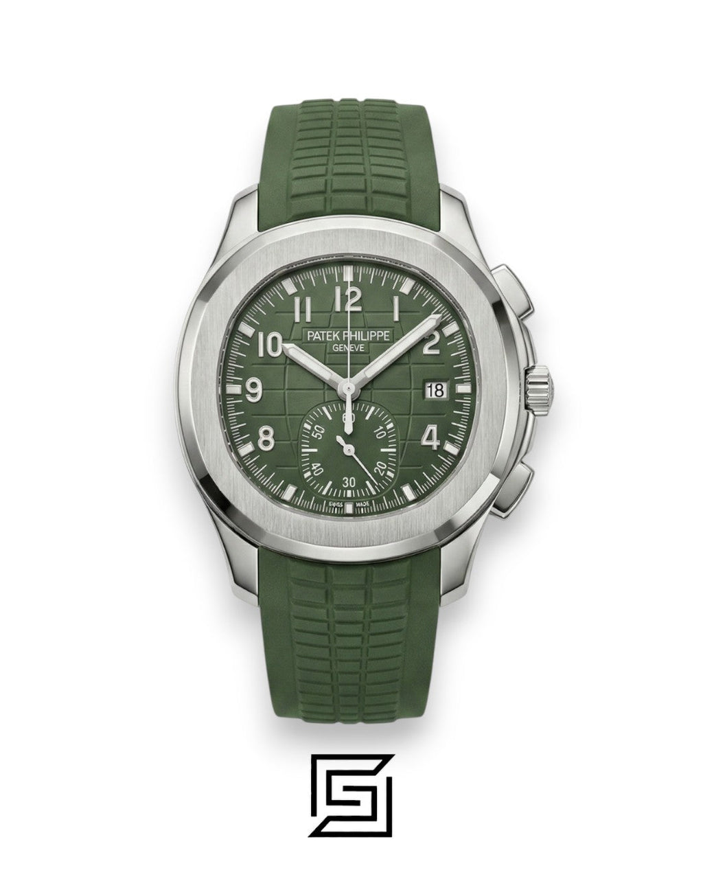 Patek Philippe Aquanaut Chronograph – Green Dial × Green Rubber Strap – Japanese Automatic White Second Hand