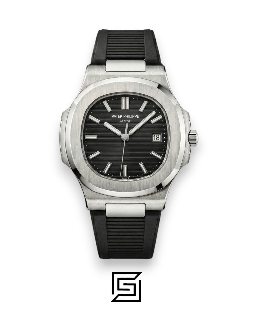 Patek Philippe Nautilus – Black Dial – Black Rubber Strap – Japanese Automatic