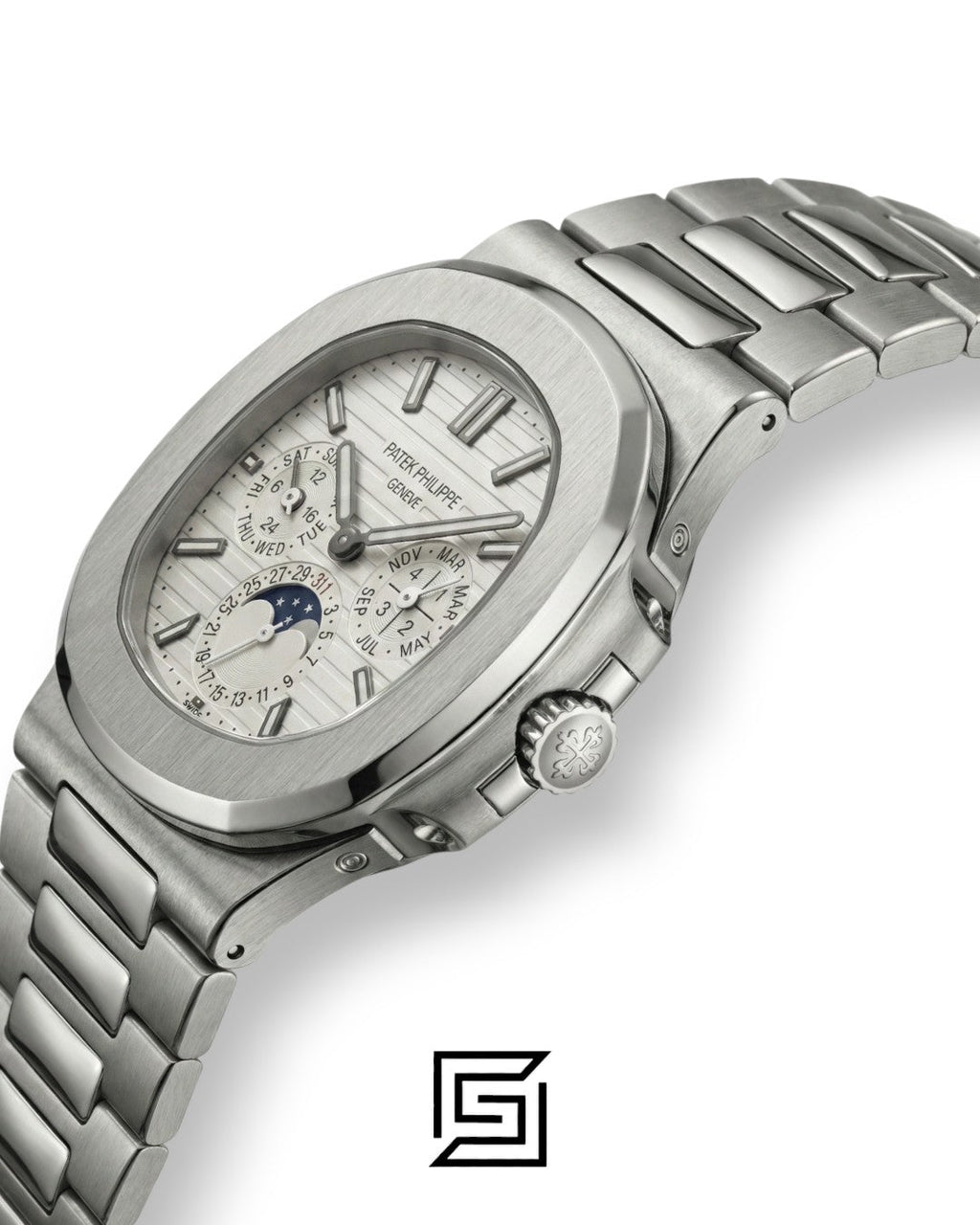 Patek Philippe Nautilus Perpetual Calendar – White Dial – Japanese Automatic Chronograph – Stainless Steel Bracelet