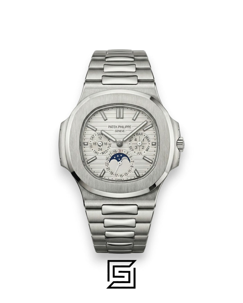 Patek Philippe Nautilus Perpetual Calendar – White Dial – Japanese Automatic Chronograph – Stainless Steel Bracelet