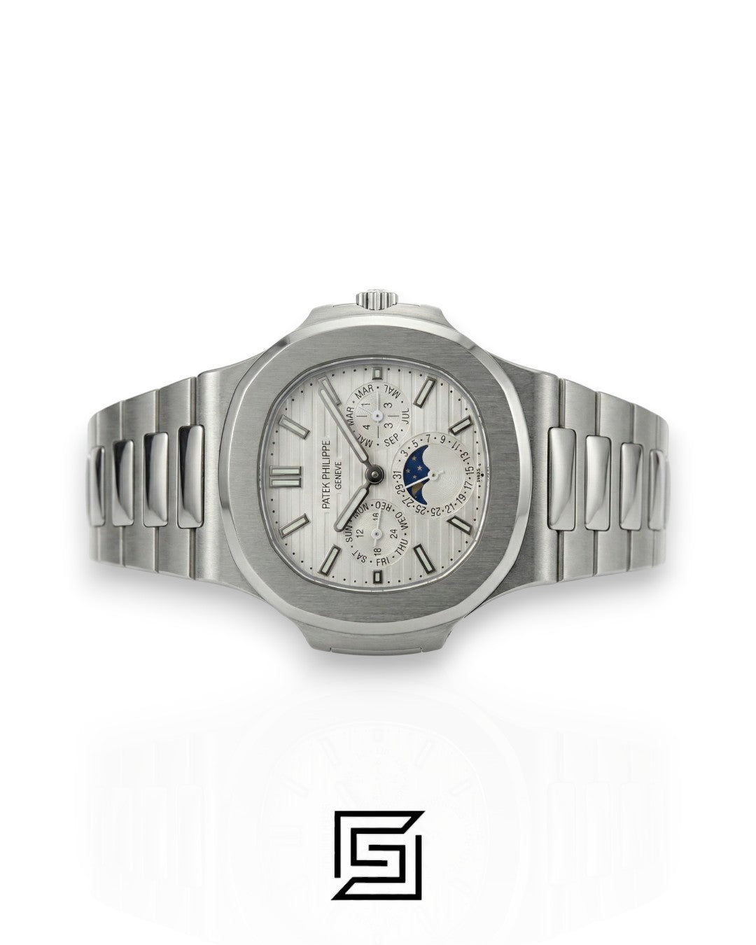 Patek Philippe Nautilus Perpetual Calendar – White Dial – Japanese Automatic Chronograph – Stainless Steel Bracelet