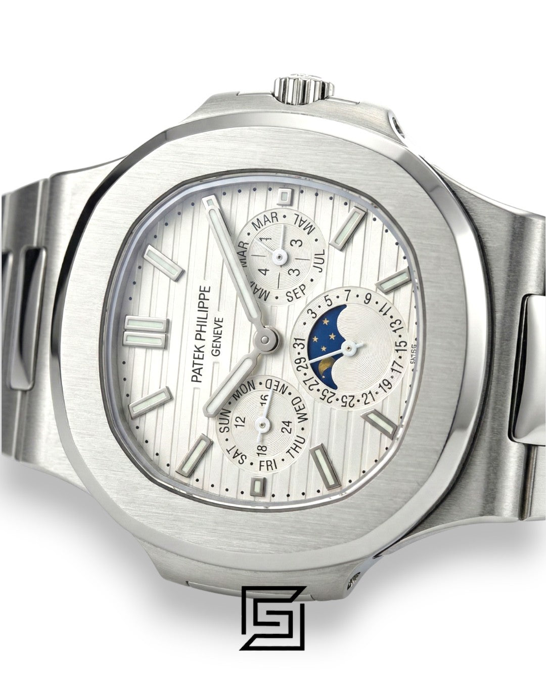 Patek Philippe Nautilus Perpetual Calendar – White Dial – Japanese Automatic Chronograph – Stainless Steel Bracelet
