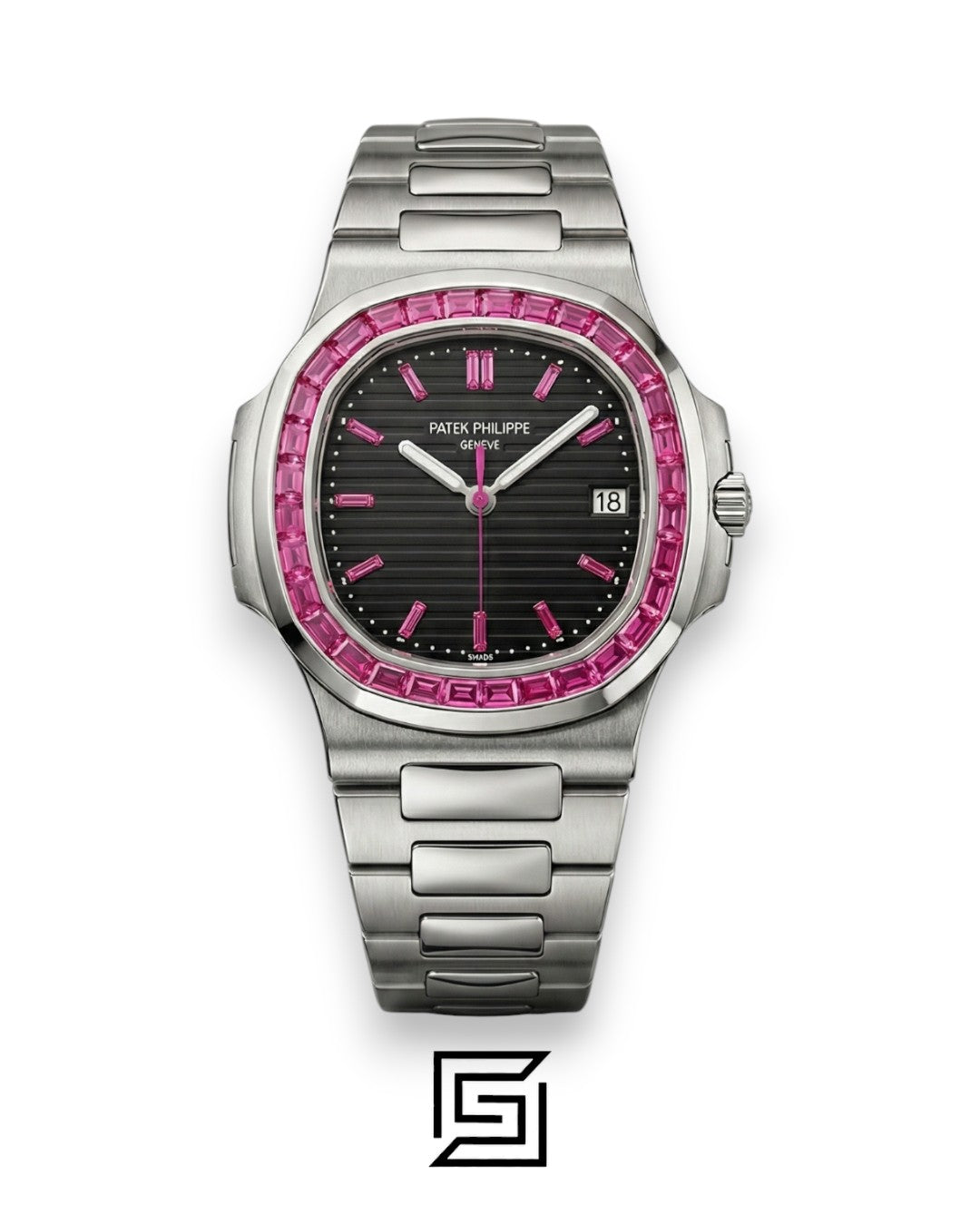 Patek Philippe Nautilus – White Dial – Pink Gem Bezel – Japanese Automatic
