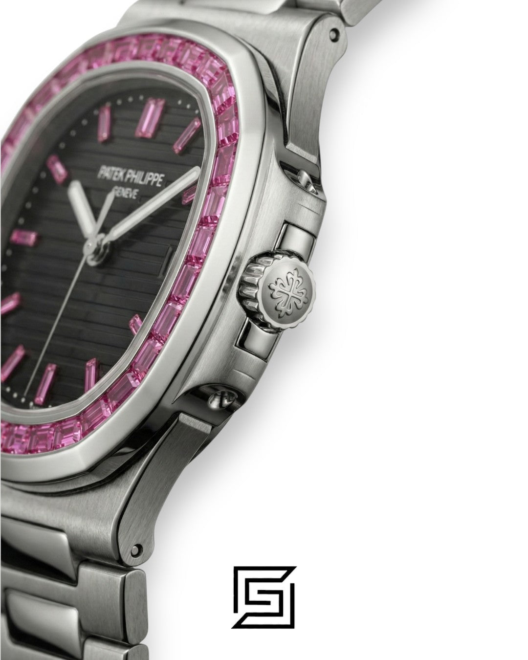 Patek Philippe Nautilus – White Dial – Pink Gem Bezel – Japanese Automatic