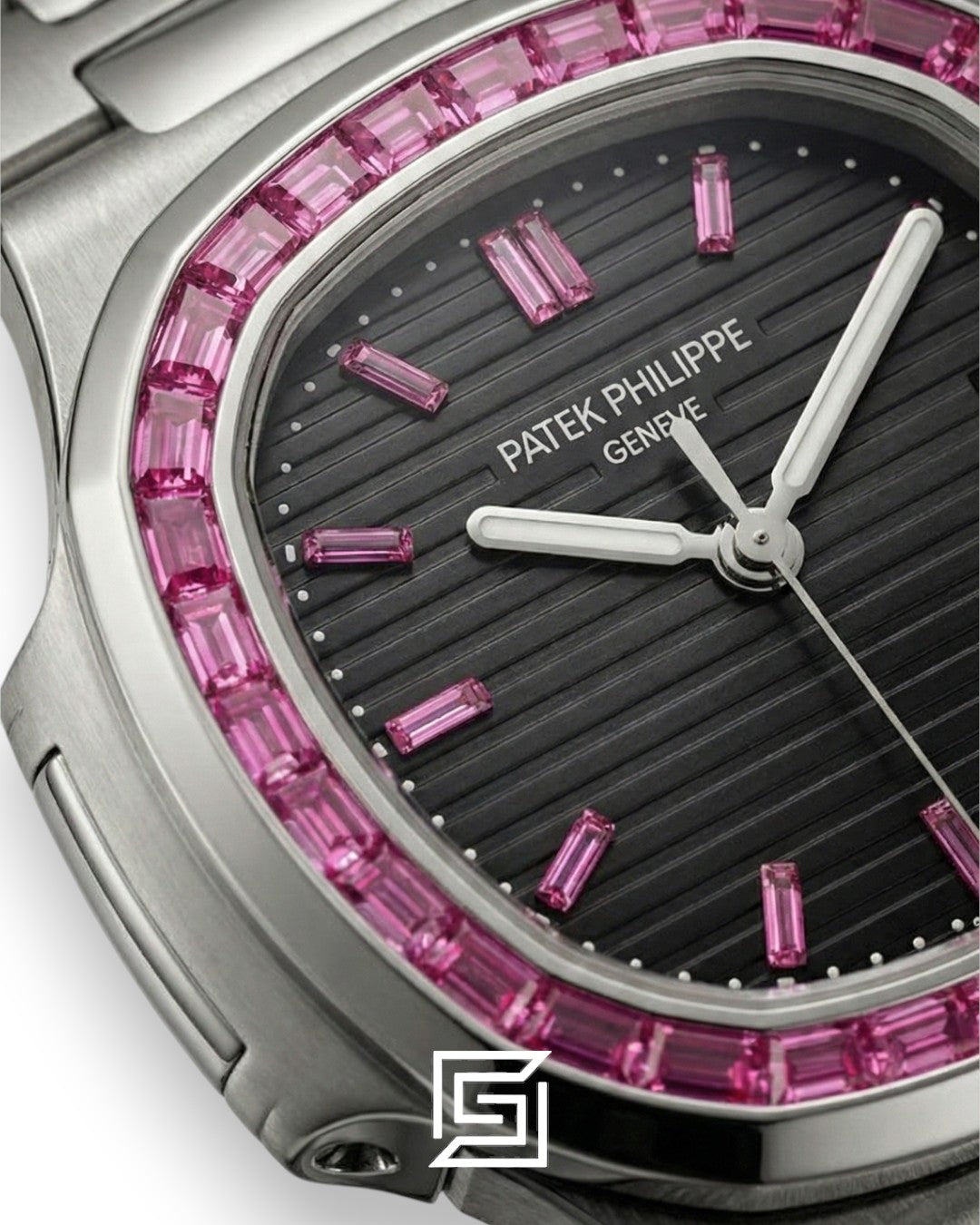 Patek Philippe Nautilus – White Dial – Pink Gem Bezel – Japanese Automatic