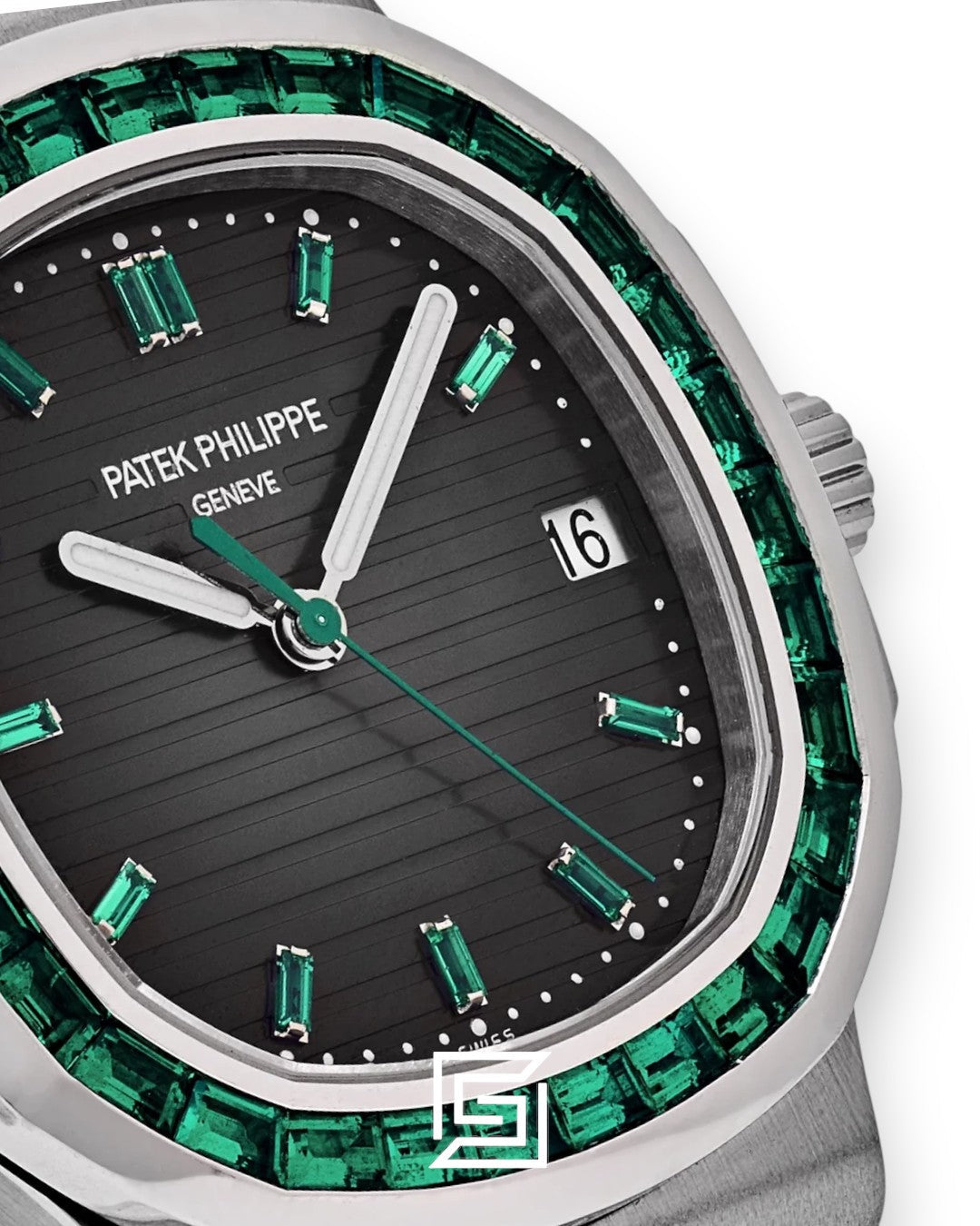 Patek Philippe Nautilus Japanese Automatic – Black Dial with Green Gem Bezel
