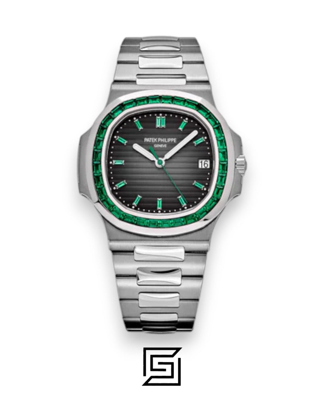 Patek Philippe Nautilus Japanese Automatic – Black Dial with Green Gem Bezel