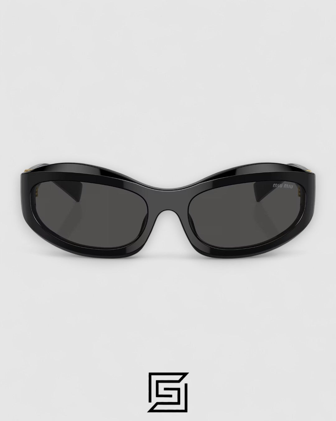 Miu Miu MU14 16K-08Z Black Lenses and Black Frame With Gold Logo