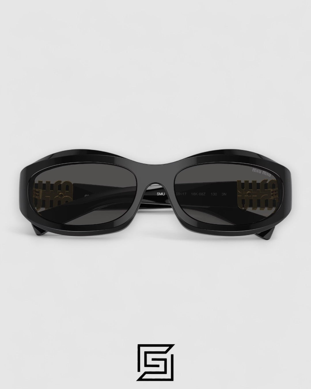 Miu Miu MU14 16K-08Z Black Lenses and Black Frame With Gold Logo