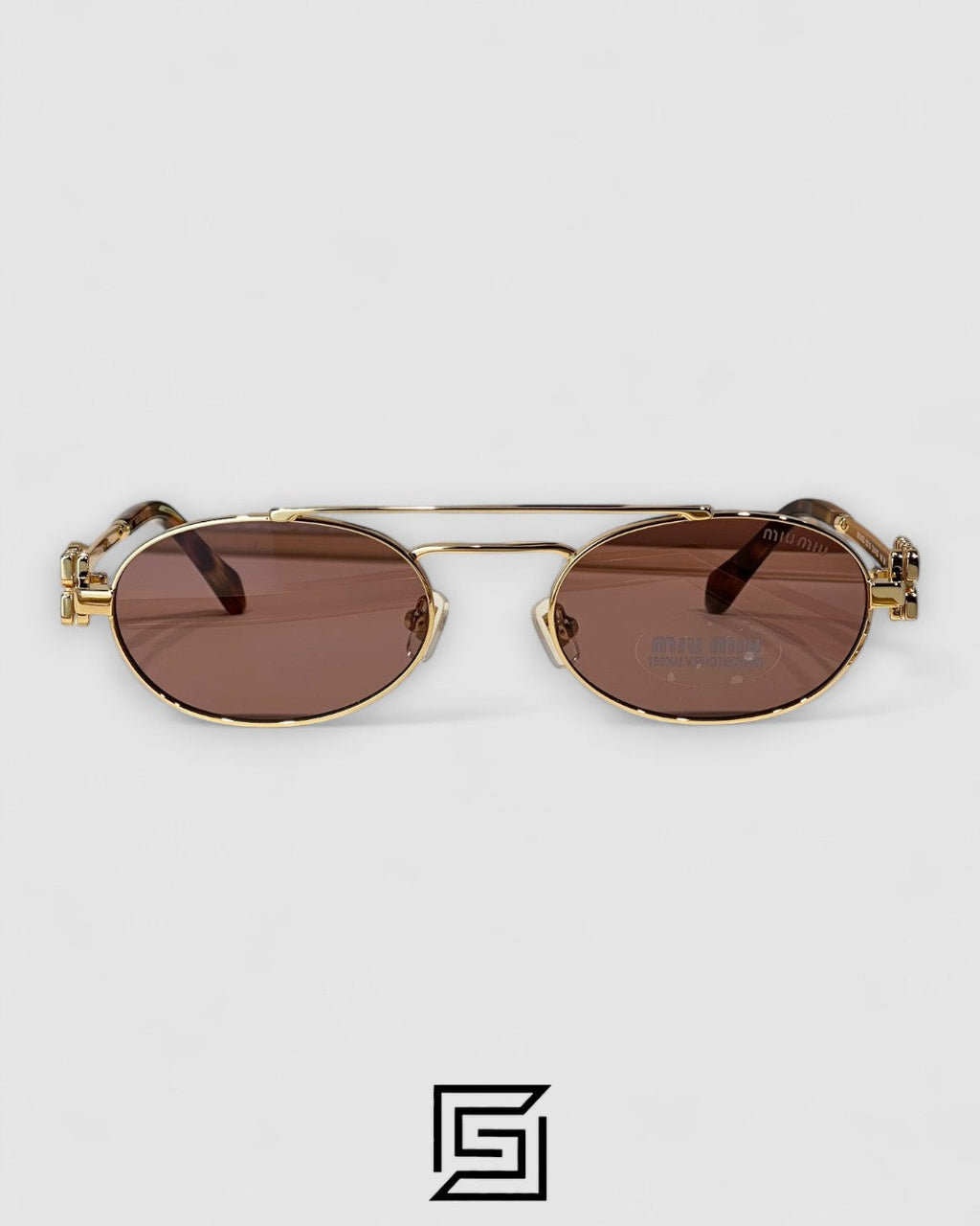 عدسات Miu Miu MU54ZS بنية وإطار ذهبي
