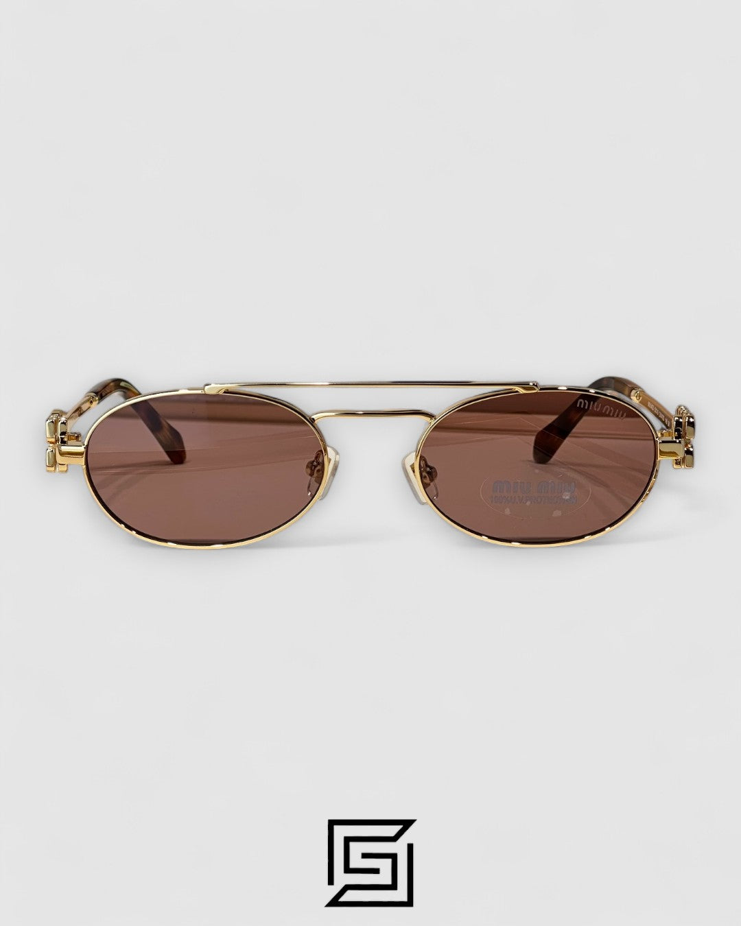عدسات Miu Miu MU54ZS بنية وإطار ذهبي