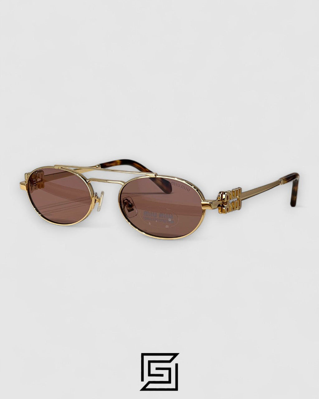 عدسات Miu Miu MU54ZS بنية وإطار ذهبي