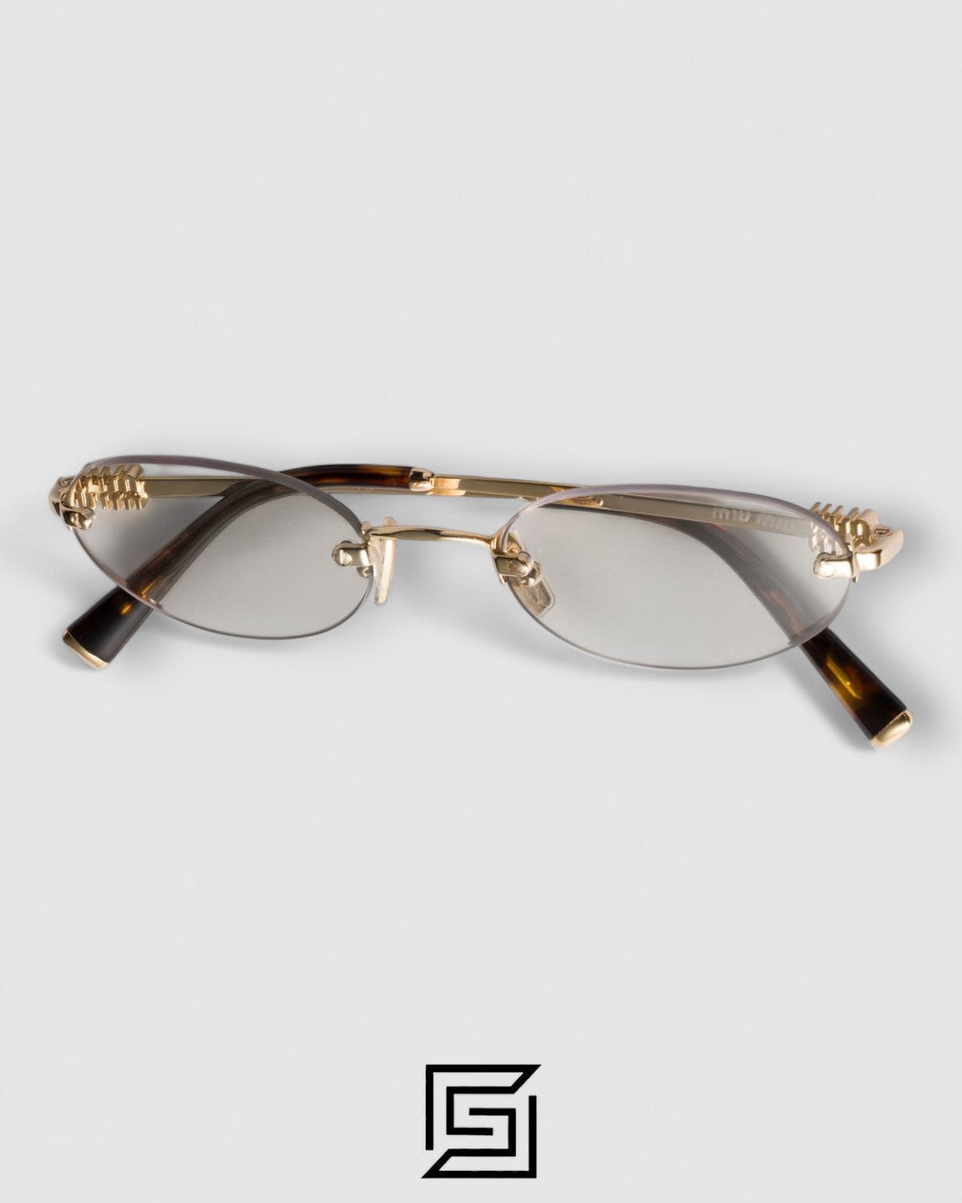Miu Miu SMUA54s zvn101 Clear Blue Light Filter with Gold Frame