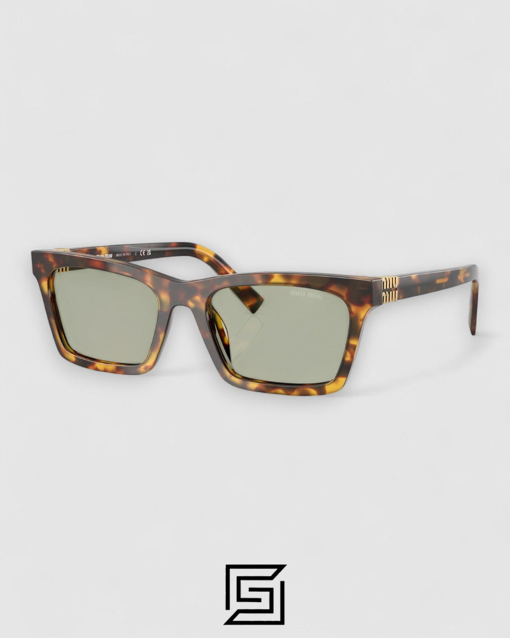 Miu Miu SMUA05 Light Green Lenses and Tiger Brown Frame