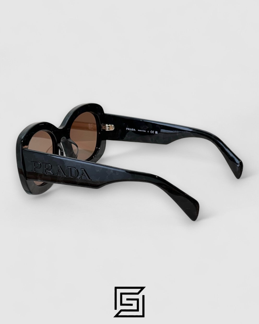 Prada PRA 13S Brown Lenses Marble Grey Frame