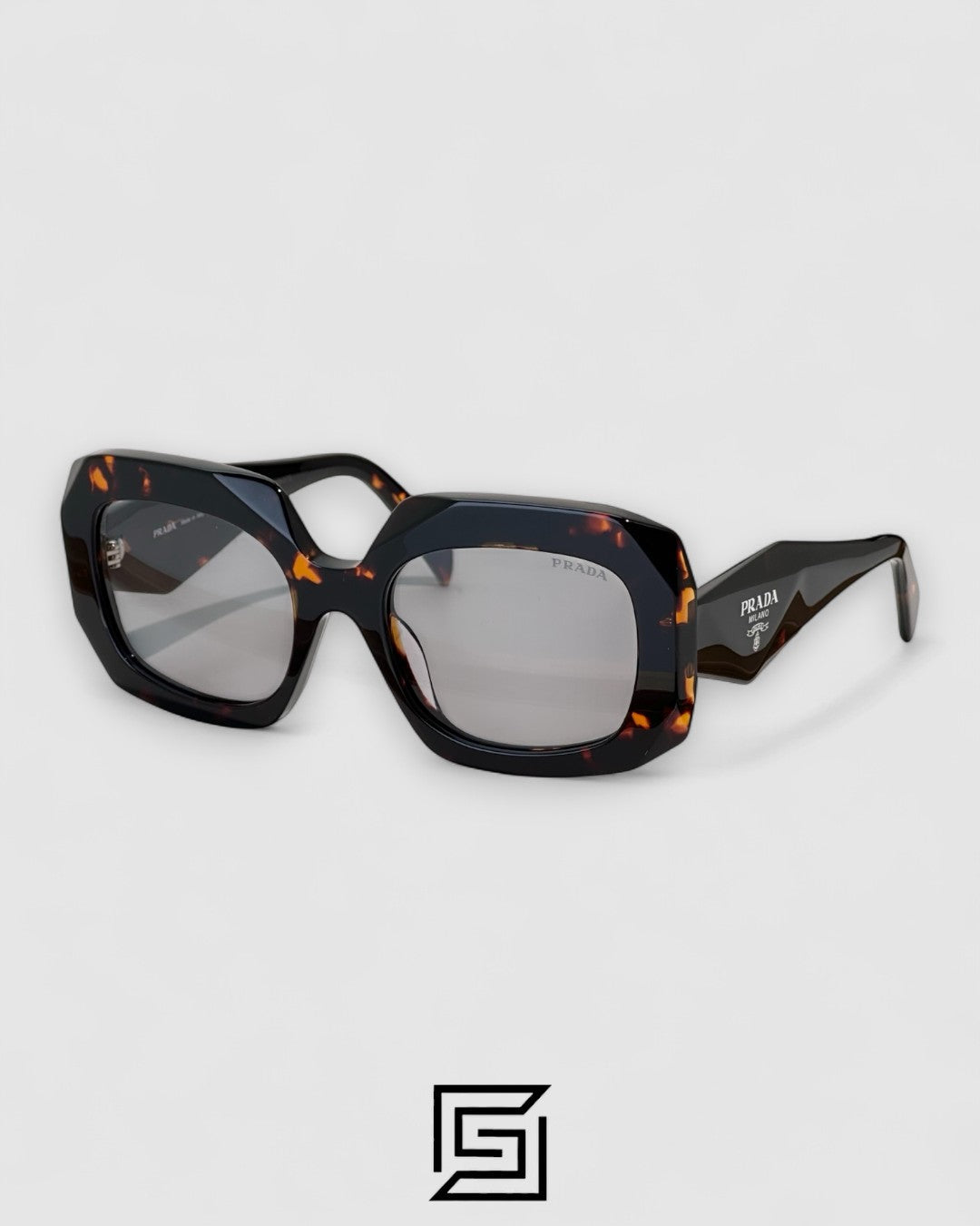 Prada SPR B23 Light Grey Lenses Tiger Brown Frame