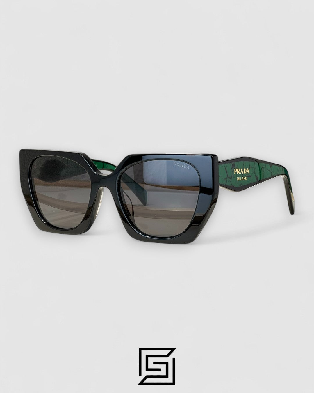 Prada PR15WS Black Lenses Black Frame and Green Arm