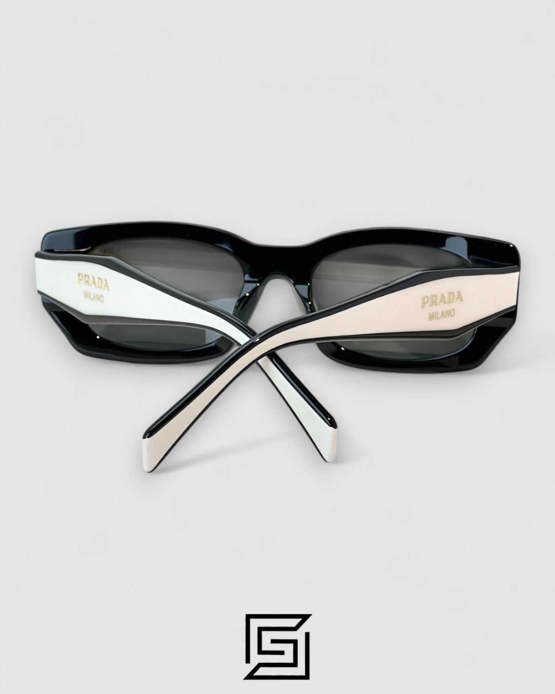 Prada PRB05 Black Lenses Black Frame White Arm