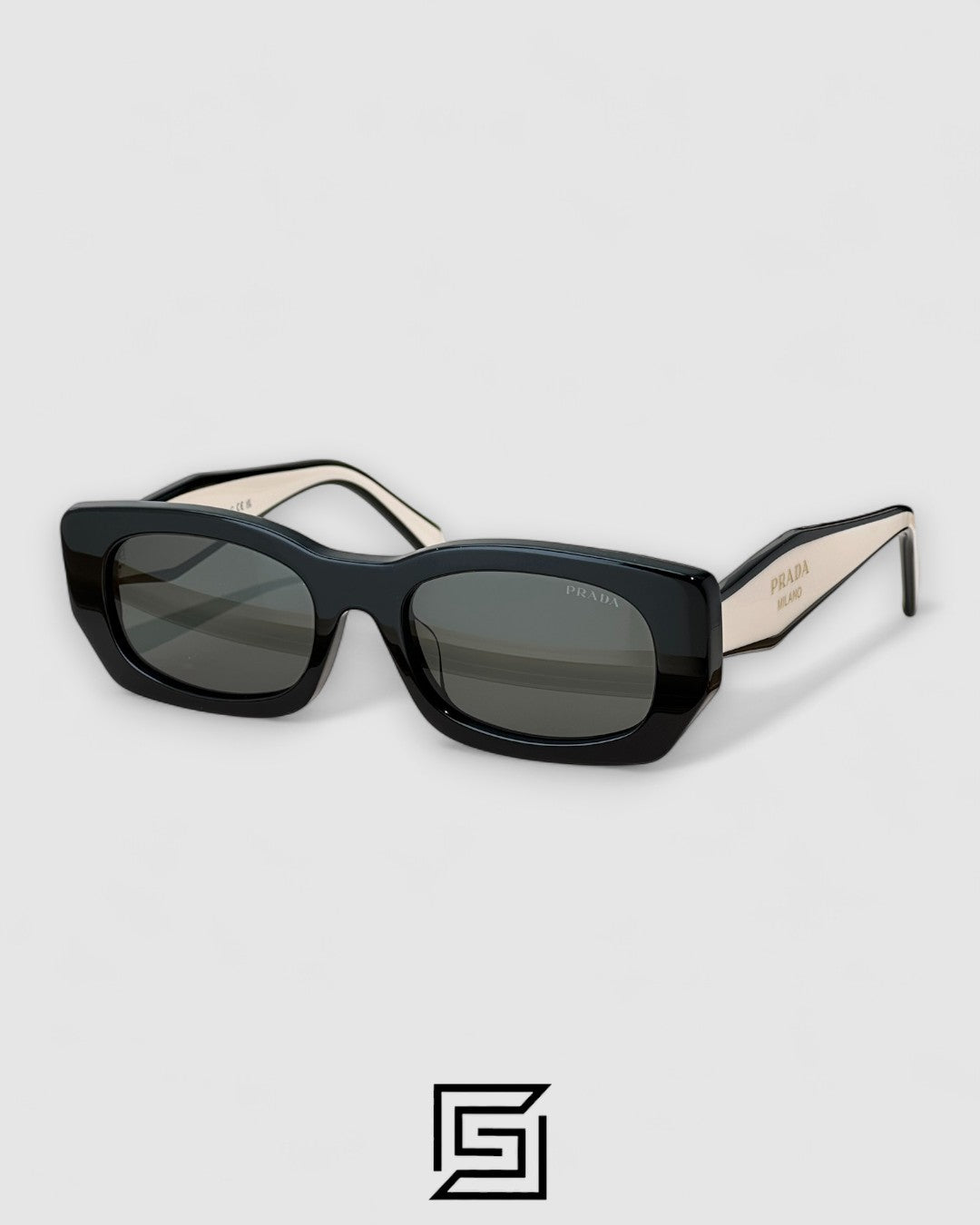Prada PRB05 Black Lenses Black Frame White Arm