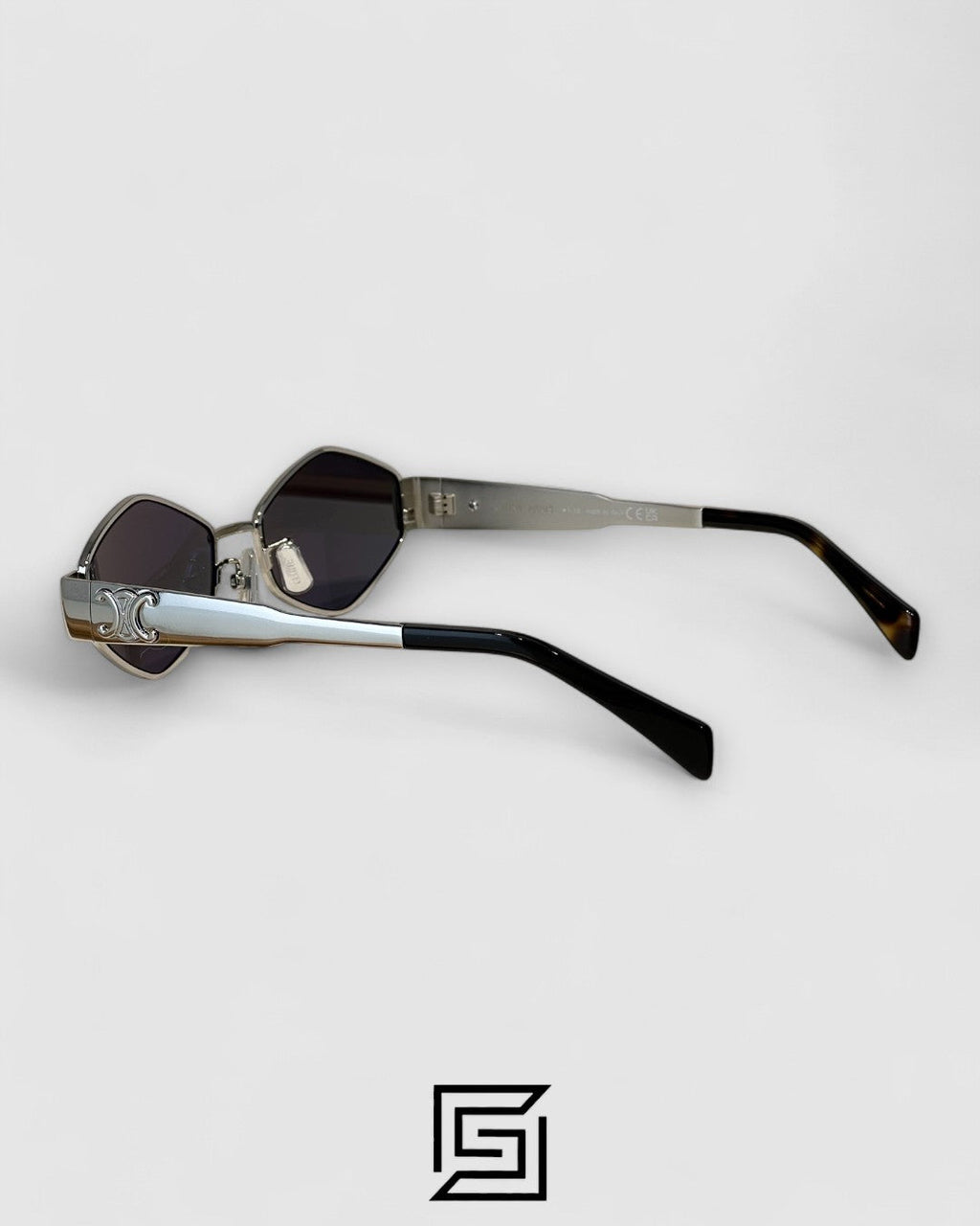 CELINE CL40254U عدسات سوداء بإطار فضي