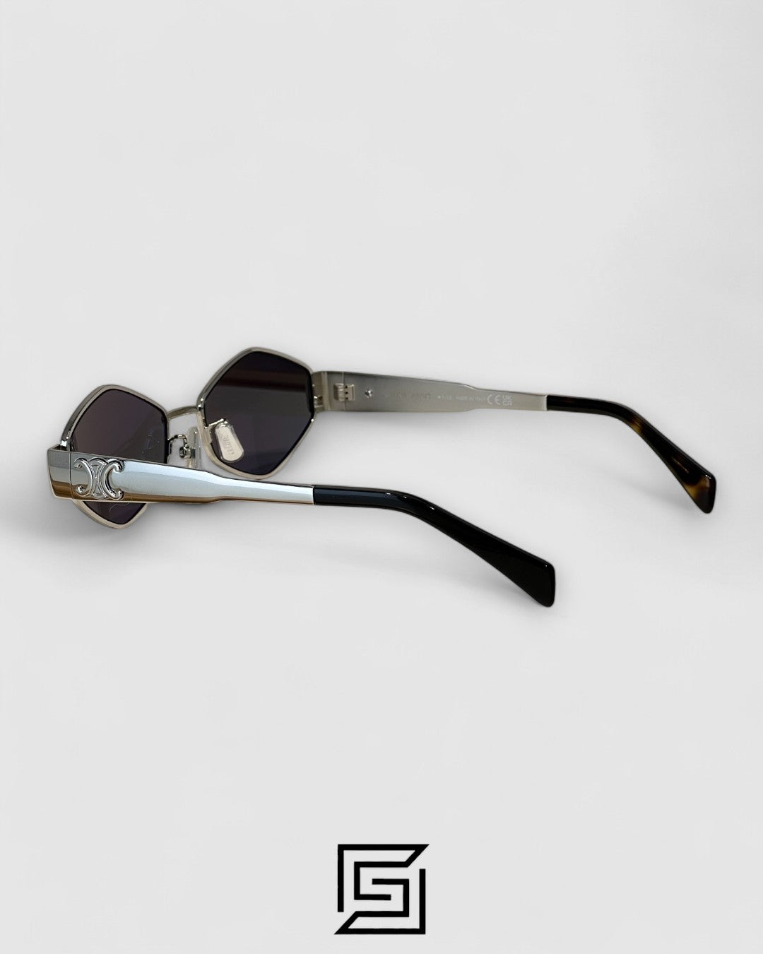CELINE CL40254U عدسات سوداء بإطار فضي