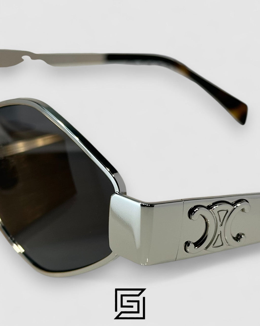 CELINE CL40254U عدسات سوداء بإطار فضي