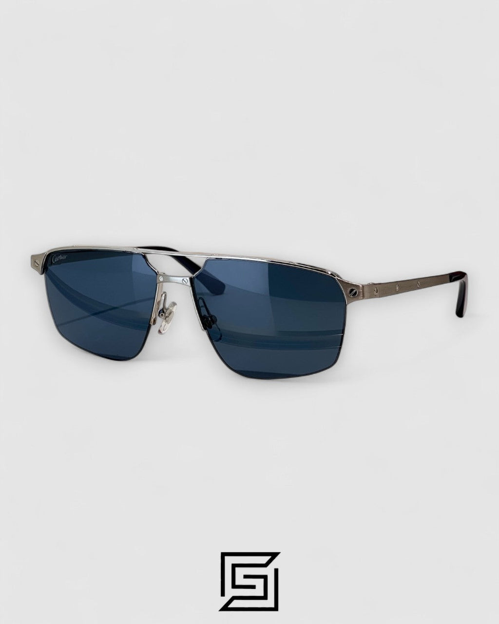 Cartier CT0385S Dark Blue Lenses Silver Frame