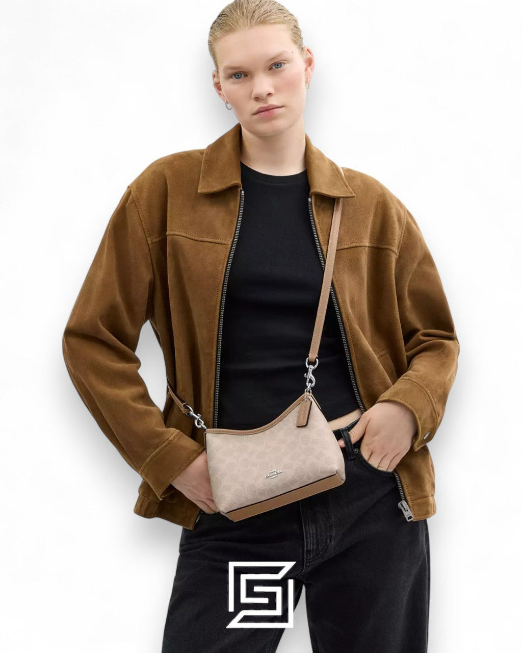 Coach Laurel Small Shoulder Bag In Signature Canvas CBH15 C2591 Khaki