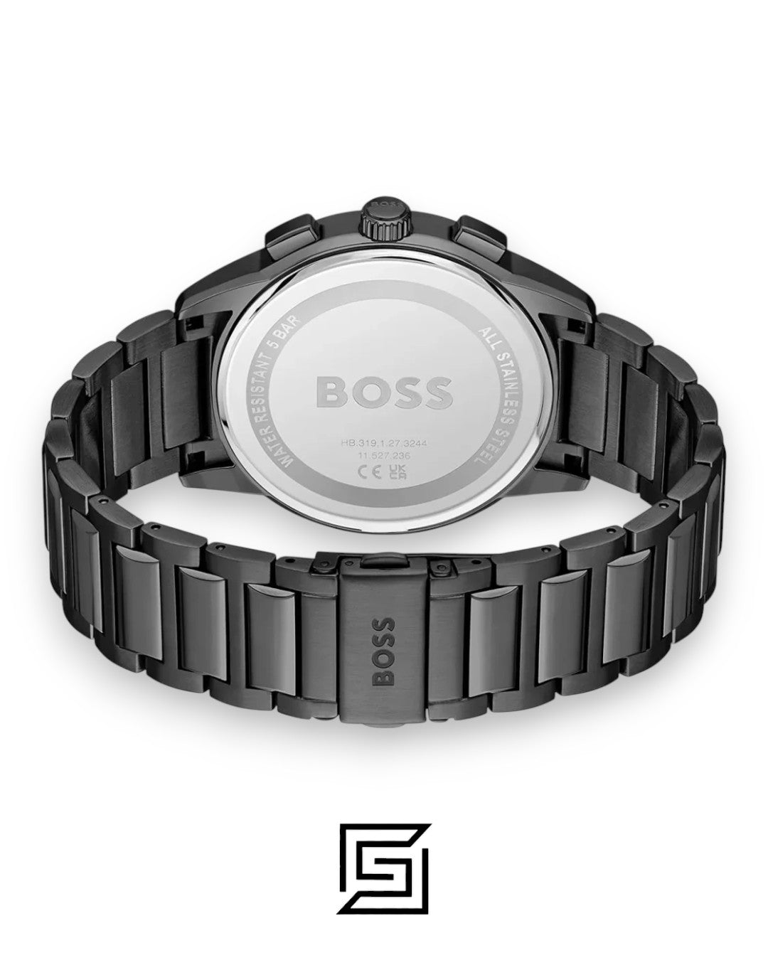 ساعة كرونوغراف كوارتز للرجال من BOSS بسوار رمادي من الستانلس ستيل - 1513929