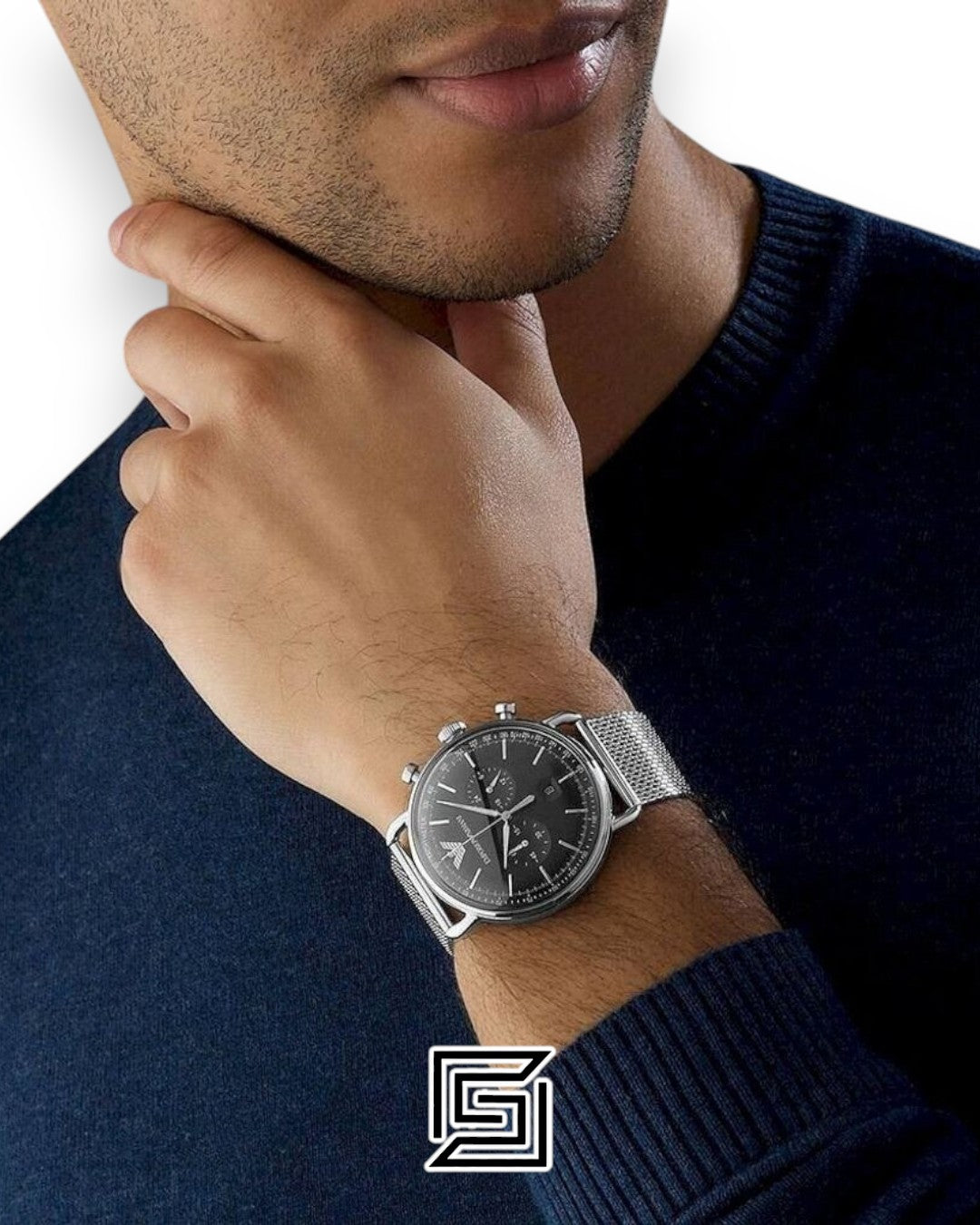 Emporio Armani AR11238 Aviator Chronograph Men's Watch Blue Dial 43mm
