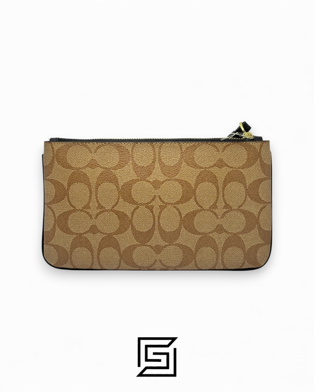Coach Large Wristlet In Signature Canvas Khaki x Black Style No. F58695