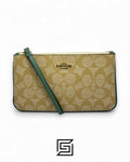 Coach Large Wristlet In Signature Canvas Khaki x Blue Style No. F58695