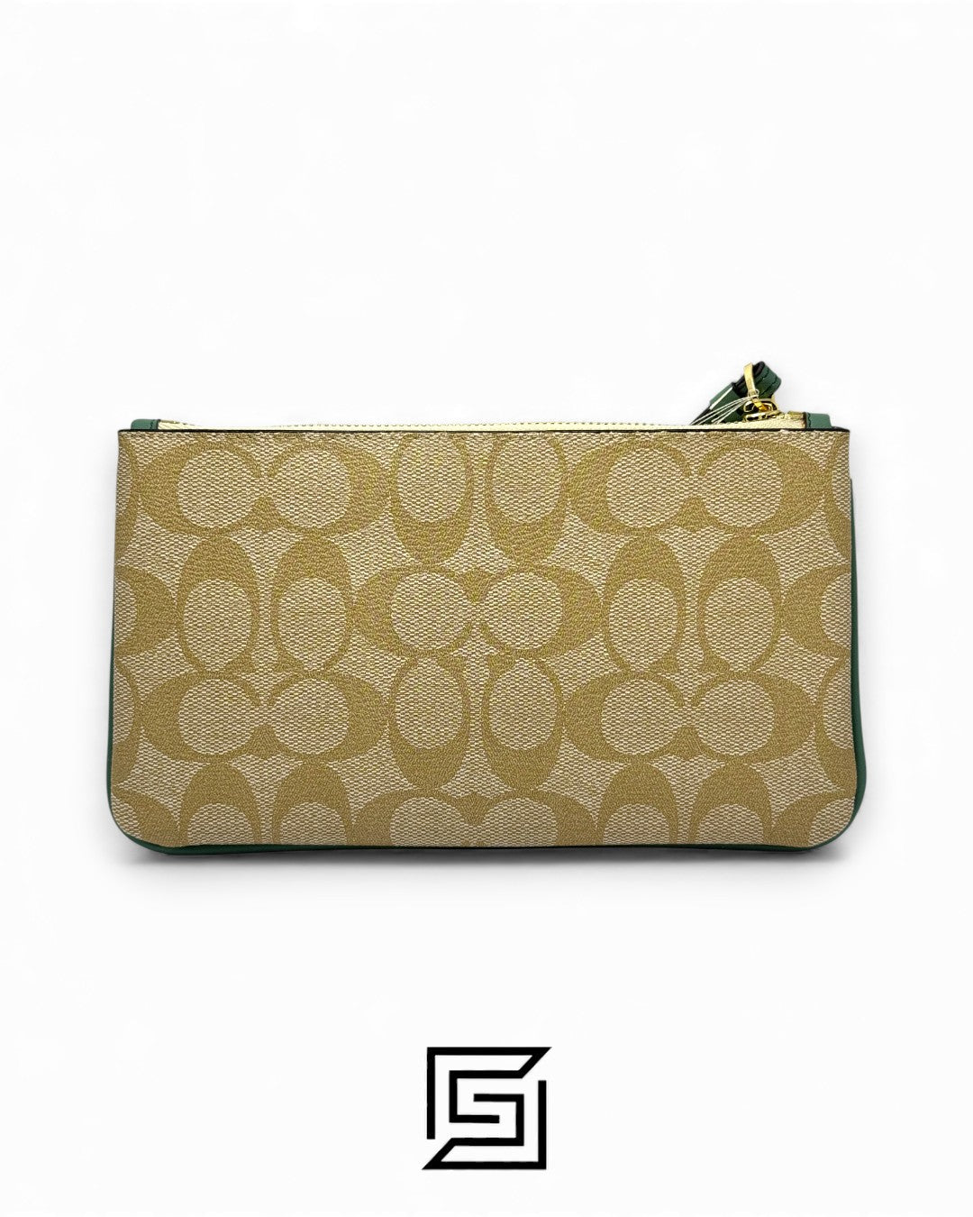 Coach Large Wristlet In Signature Canvas Khaki x Blue Style No. F58695