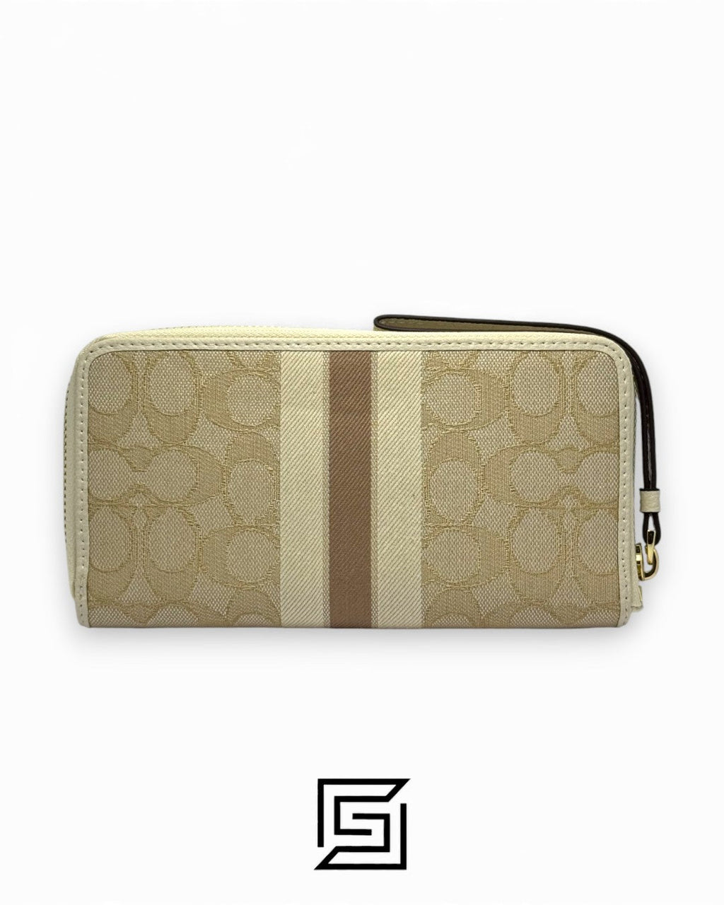 Coach Dempsey Large Phone Wallet In Signature Jacquard With Stripe And Coach Patch Khaki Style No. C9073