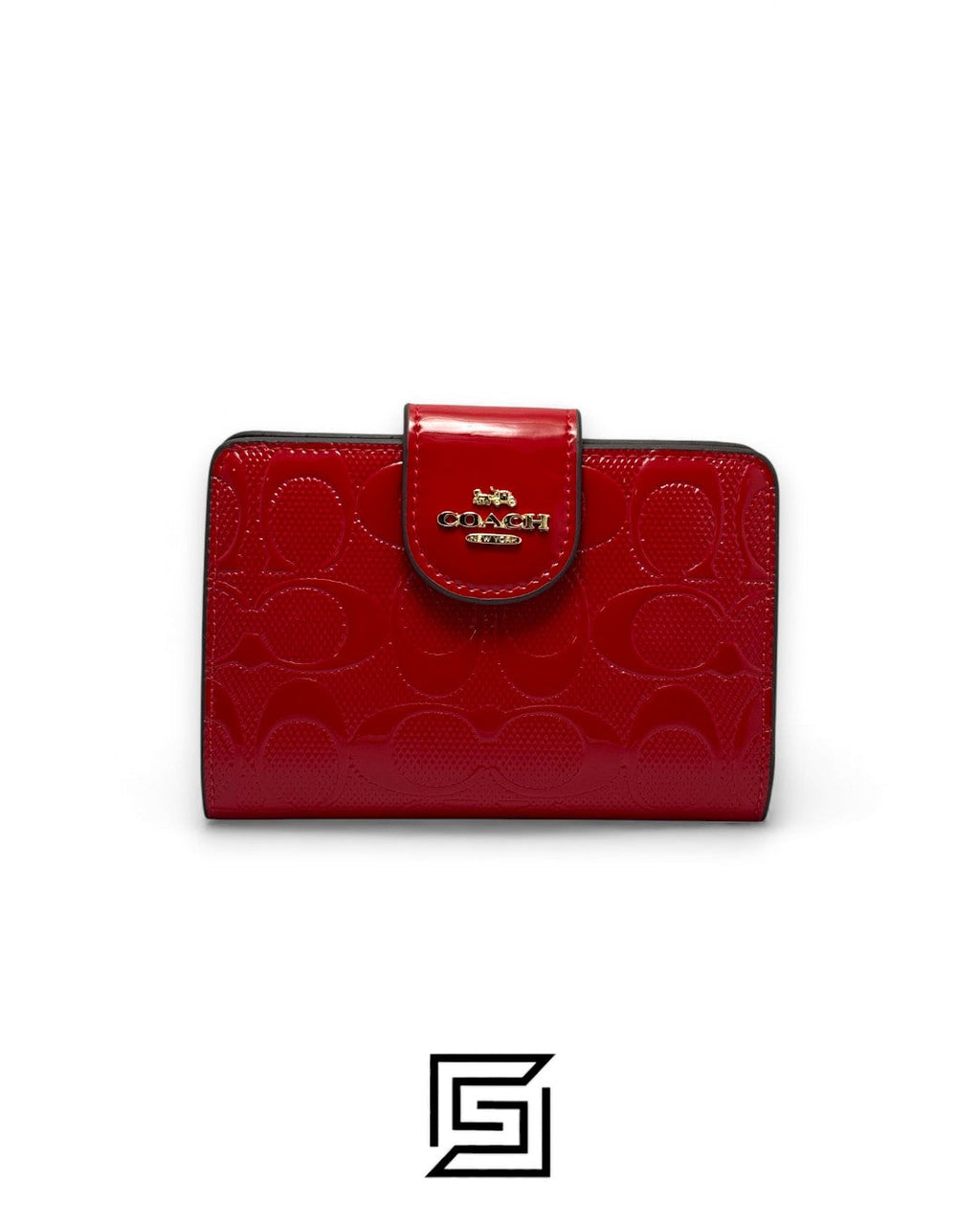 Coach Medium Corner Zip Wallet In Signature Leather in Red Style No. CV414