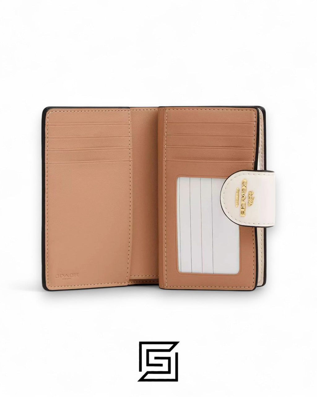Coach Medium Corner Zip Wallet In Signature Canvas Khaki x White Style No. CW786