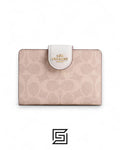 Coach Medium Corner Zip Wallet In Signature Canvas Khaki x White Style No. CW786