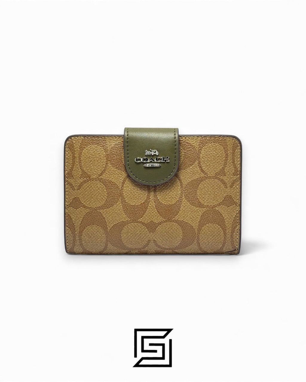 Coach Medium Corner Zip Wallet In Signature Canvas Green Style No. C0082