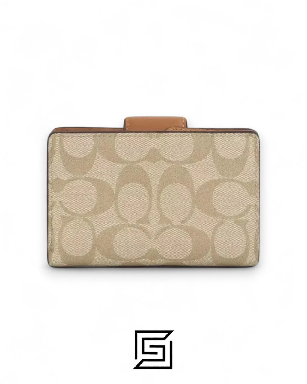 Coach Medium Corner Zip Wallet In Signature Canvas Khaki x Brown Style No. C0082