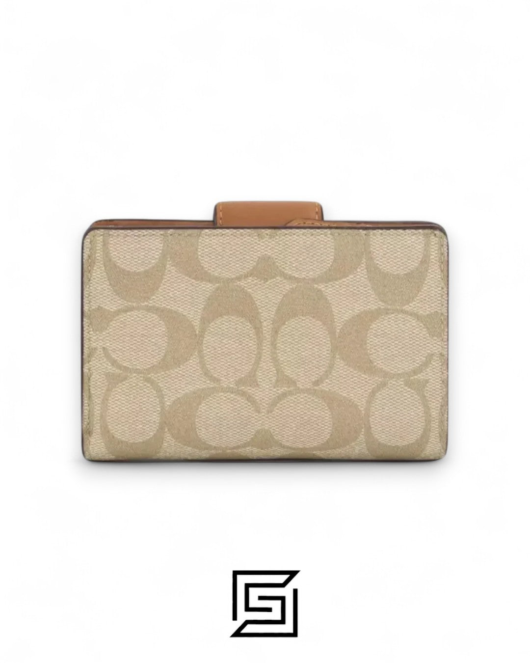 Coach Medium Corner Zip Wallet In Signature Canvas Khaki x Brown Style No. C0082