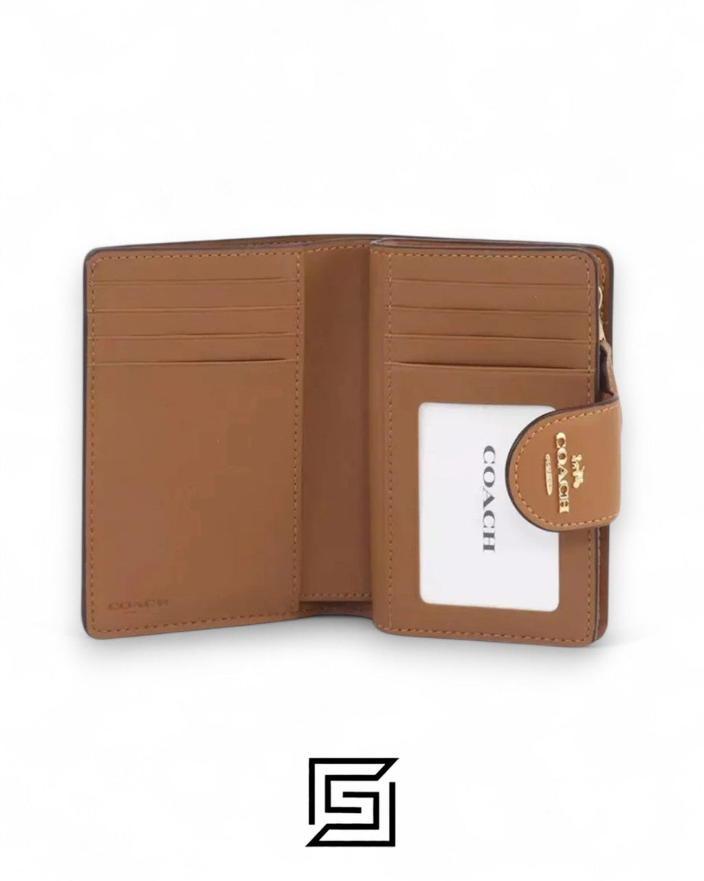 Coach Medium Corner Zip Wallet In Signature Canvas Khaki x Brown Style No. C0082