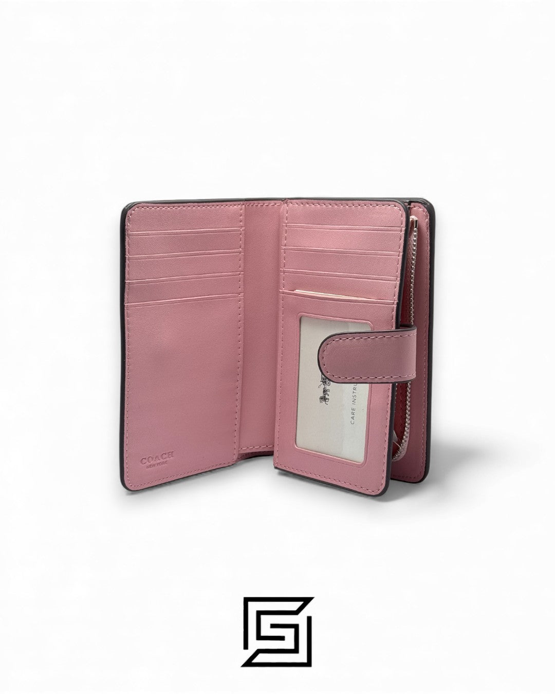 محفظة Coach Medium Corner Zip بنقشة الهندباء الزهرية الوردية، ستايل رقم 2885
