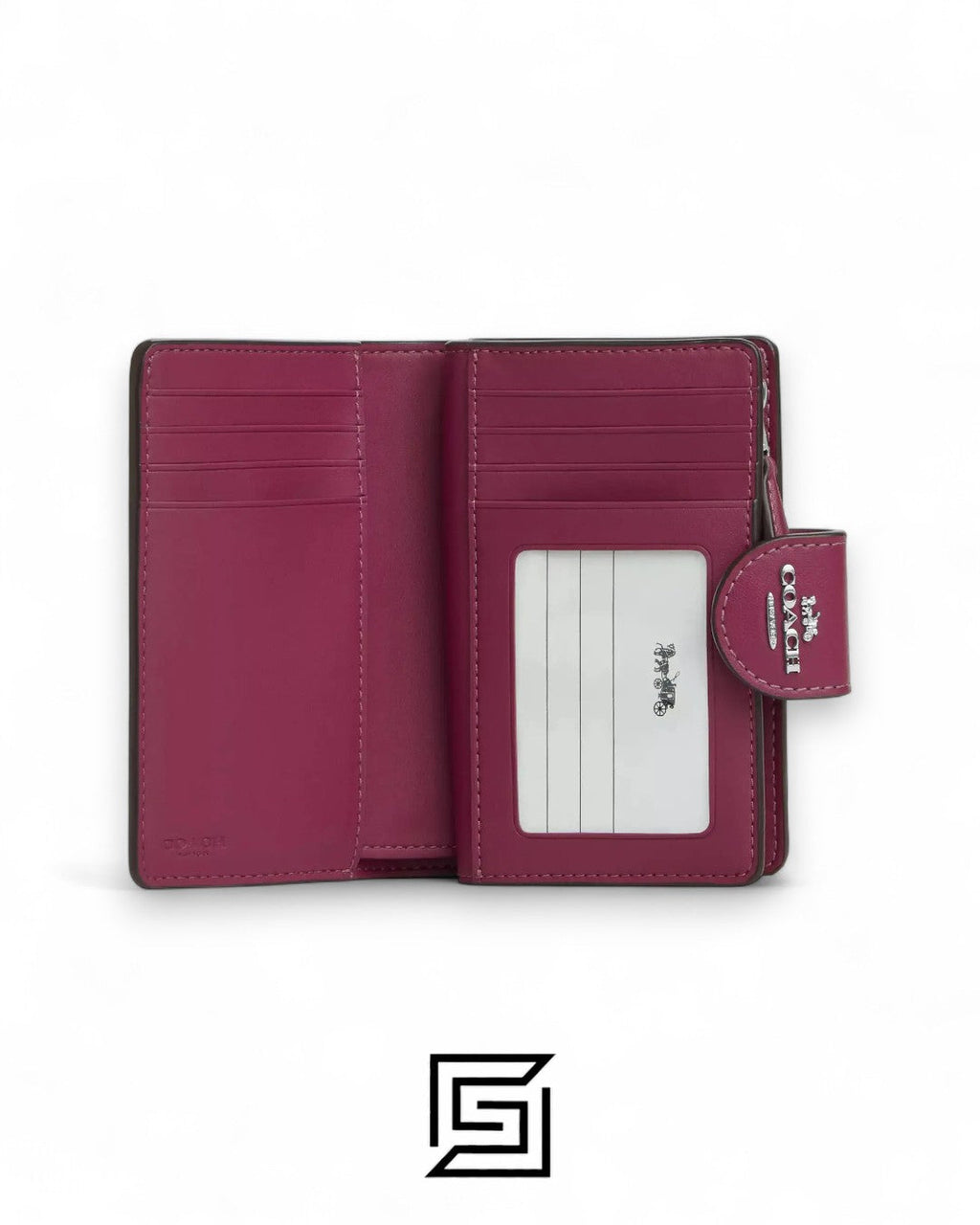 Coach Medium Corner Zip Wallet In Signature Canvas With Bow Print Pink Style No. CZ340